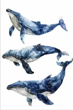 3 Walvis schilderij Direct Verzonden